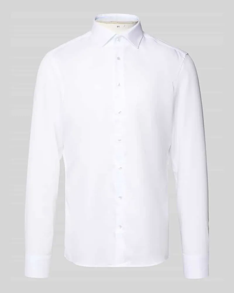 Seidensticker Slim Fit Business Hemd aus Baumwolle mit Kentkragen Weiss
