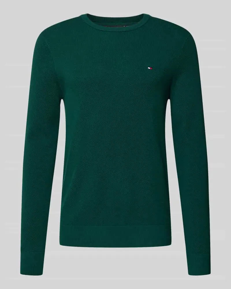 Tommy Hilfiger Regular Fit Strickpullover aus reiner Baumwolle Bottle