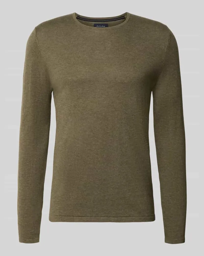 Christian Berg Strickpullover aus Baumwolle mit Rundhalsausschnitt Khaki