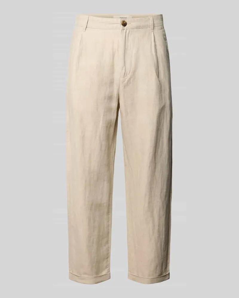 Selected Homme Relaxed Fit Stoffhose aus Leinen-Baumwoll-Mix Modell 'RON Ecru