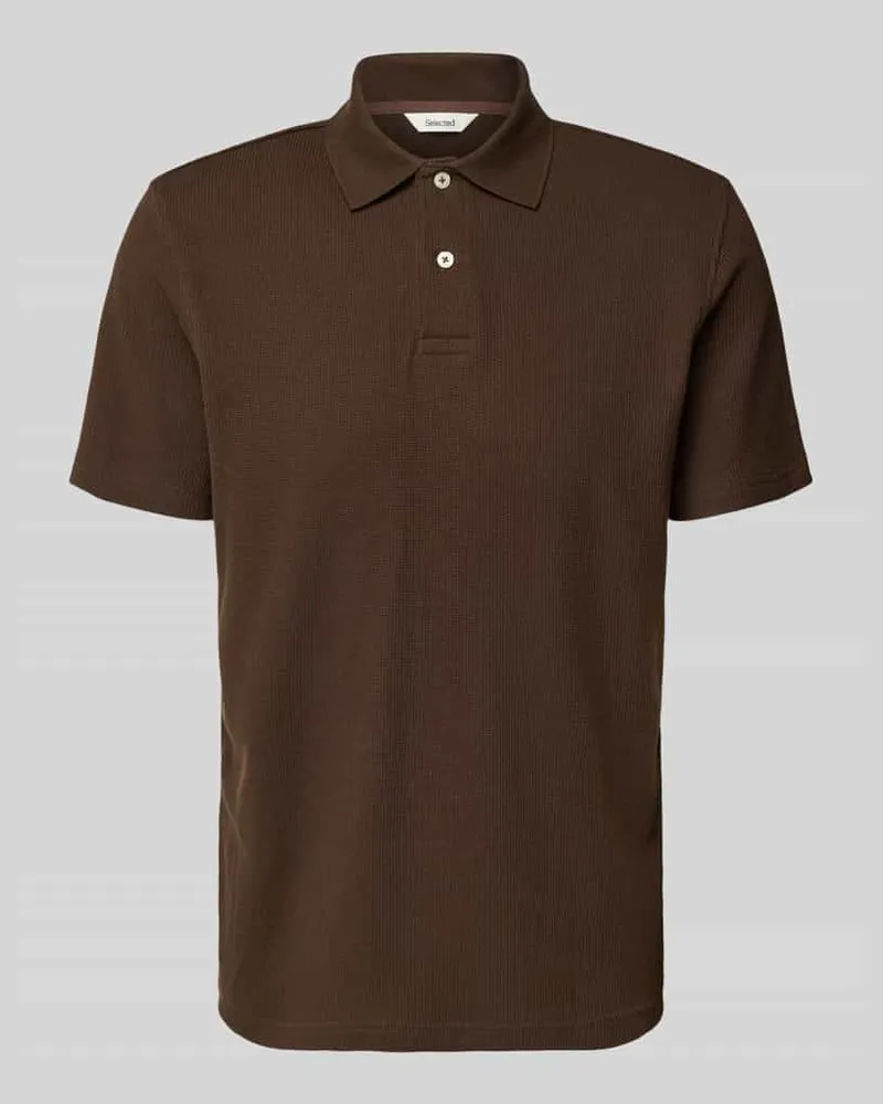 Selected Homme Regular Fit Poloshirt aus Baumwoll-Mix Modell 'BLAZE Hellbraun