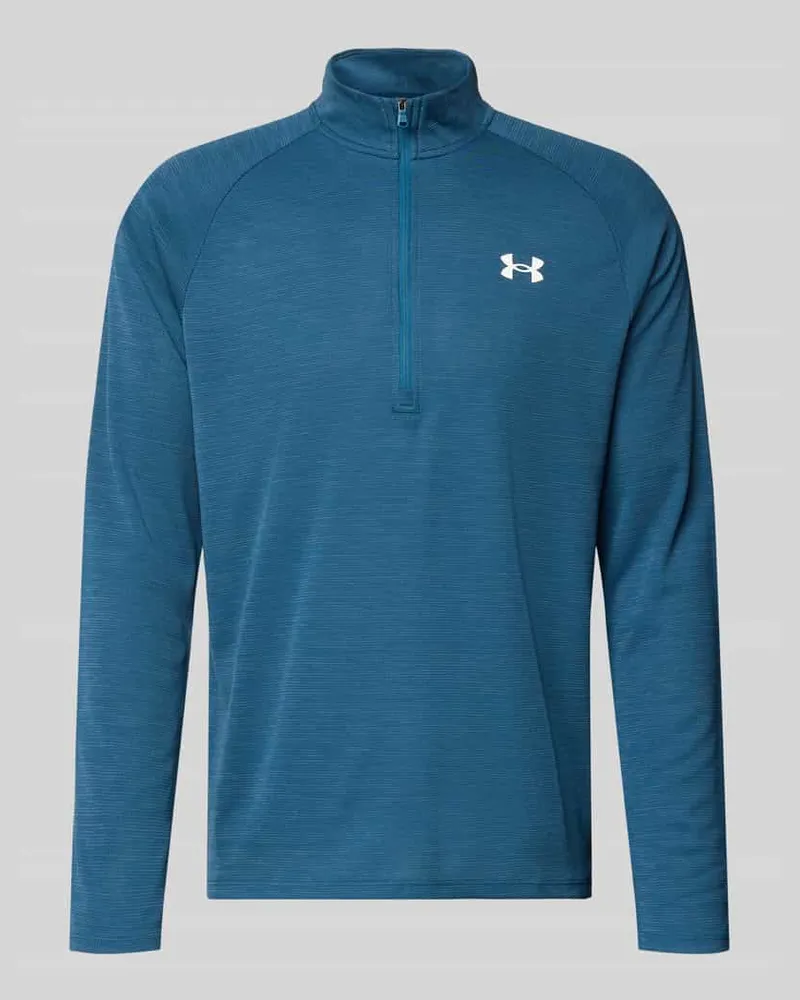 Under Armour Sweatshirt mit kurzem Reißverschluss und Logo-Print Blau