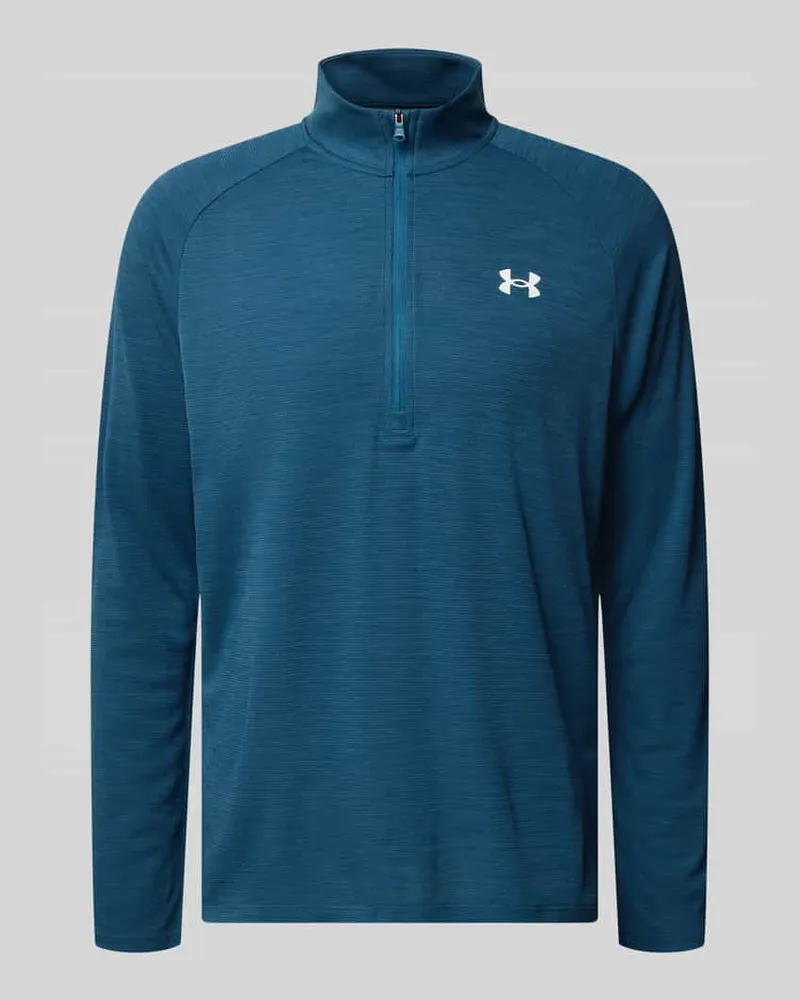 Under Armour Sweatshirt mit kurzem Reißverschluss und Logo-Print Blau