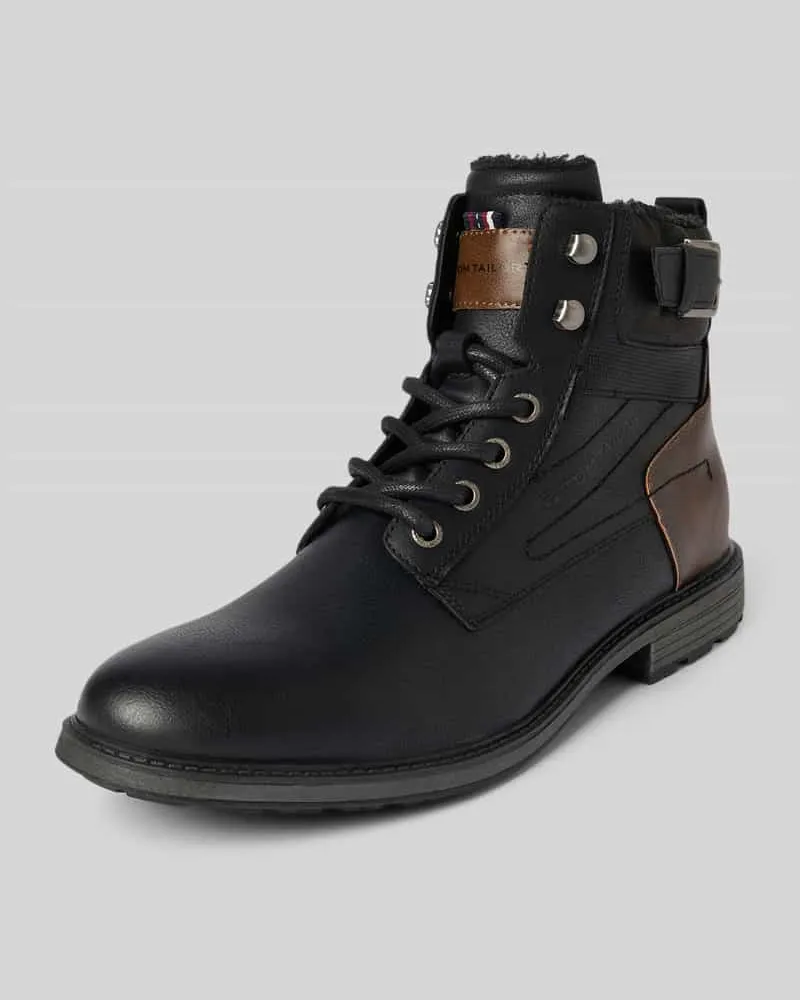 Tom Tailor Schnürstiefel in Lederoptik Modell 'MATHEO Black