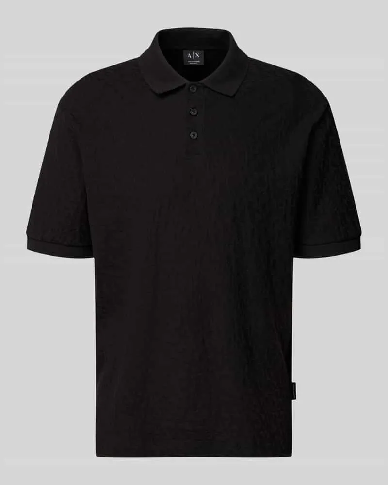 Armani Exchange Regular Fit Poloshirt mit Strukturmuster Black