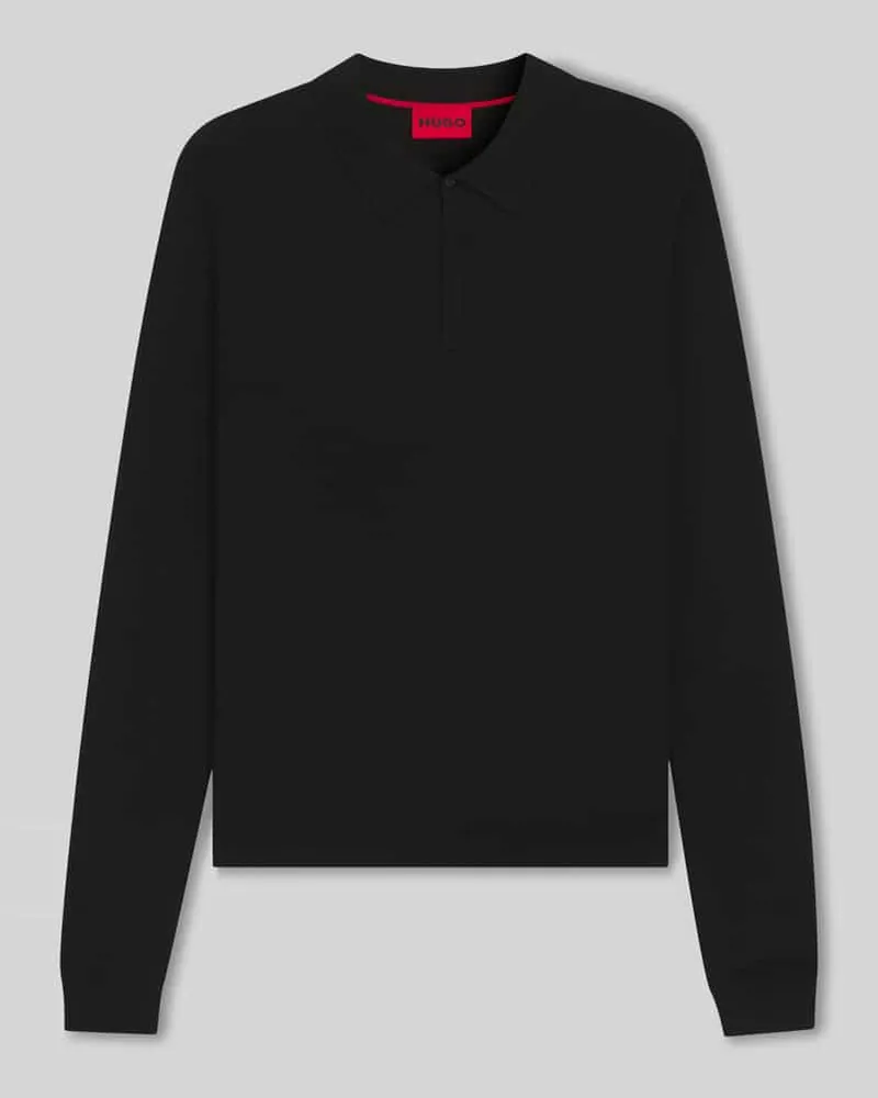 HUGO BOSS Slim Fit Strick-Poloshirt aus Viskose-Mix Modell 'SAN PIPPO-CV Black
