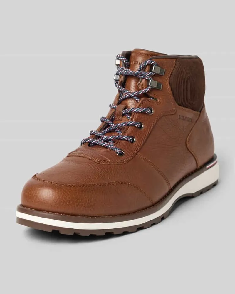 Tommy Hilfiger Boots aus Rindsleder mit Label-Detail Cognac