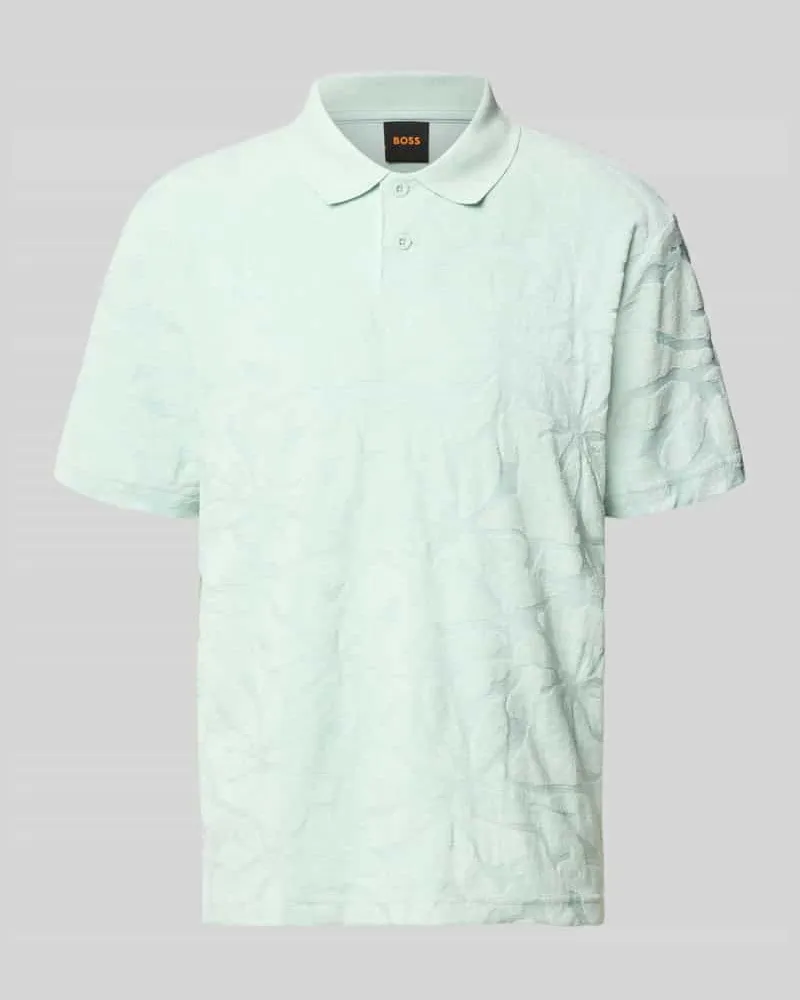 HUGO BOSS Regular Fit Poloshirt aus Baumwoll-Mix Modell 'PE_FLOWER Tuerkis