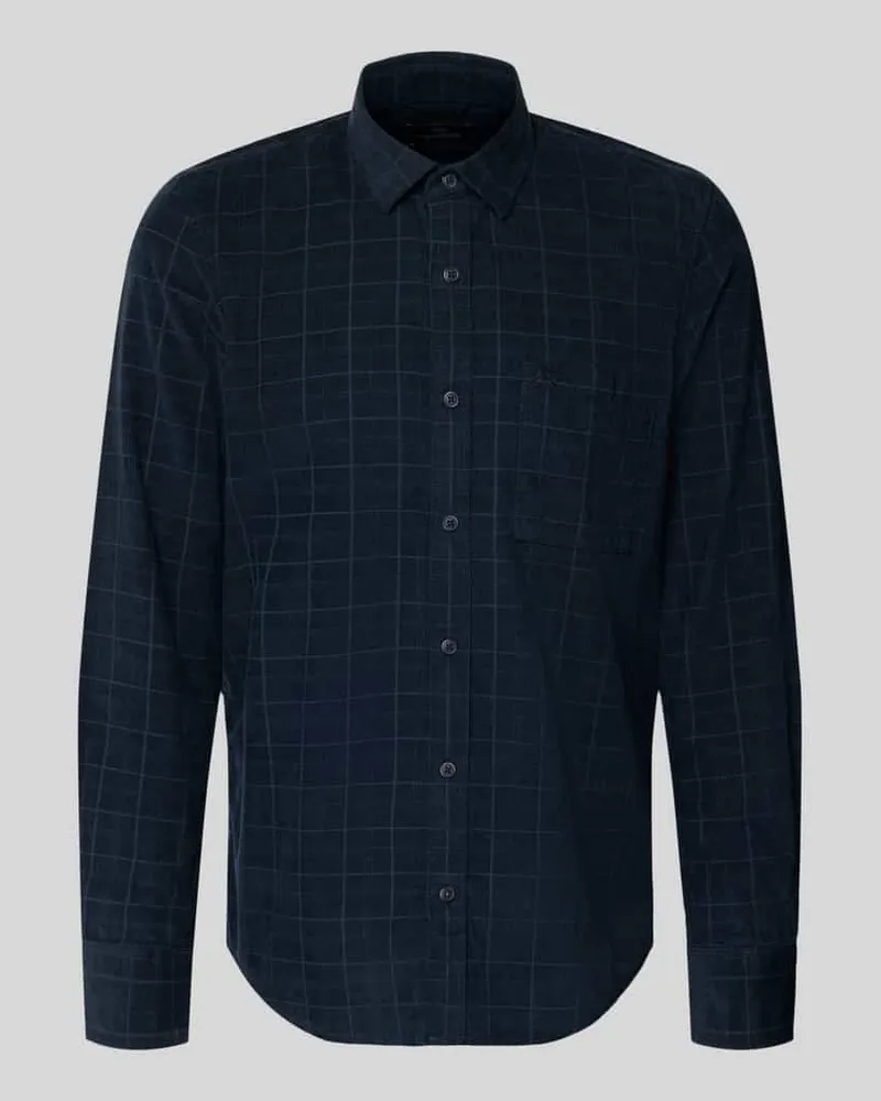 Lerros Regular Fit Freizeithemd aus Cord mit Kentkragen Marine