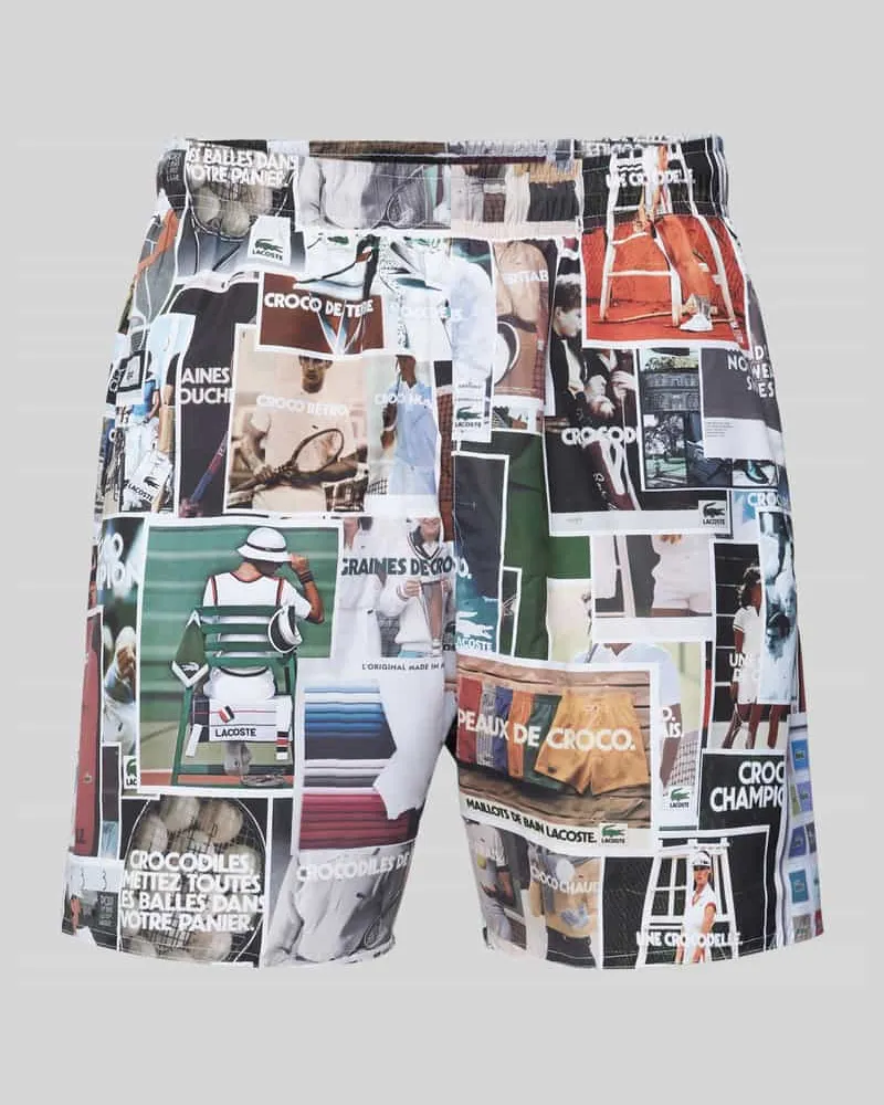 Lacoste Shorts mit Allover-Motiv-Print Weiss