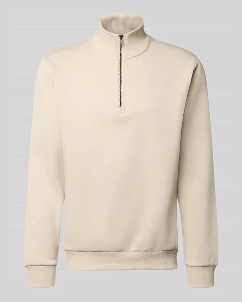 Jack & Jones Regular Fit Sweatshirt mit Troyer-Kragen Modell 'Bradley Beige
