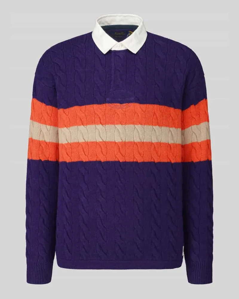 Ralph Lauren Strickpullover mit Hemdkragen Lila