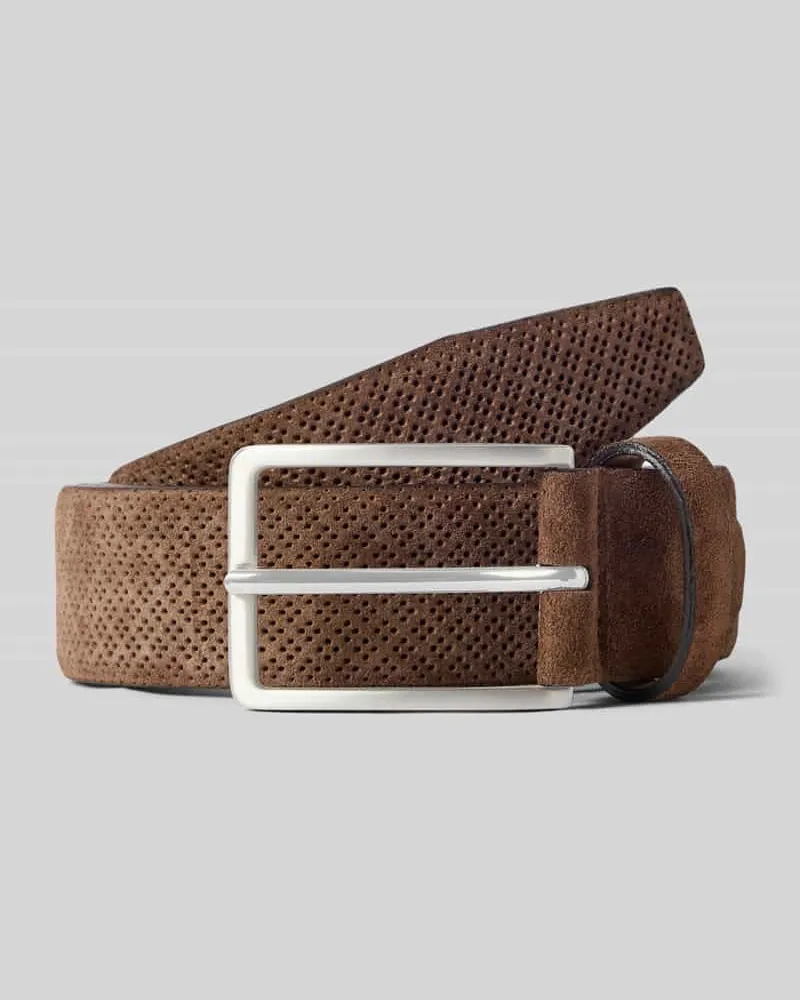 Pierre Cardin Gürtel aus echtem Leder in Suede-Optik Dunkelbraun