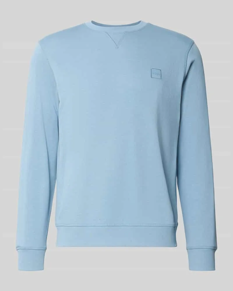 HUGO BOSS Regular Fit Sweatshirt aus reiner Baumwolle Modell 'WESTART Hellblau