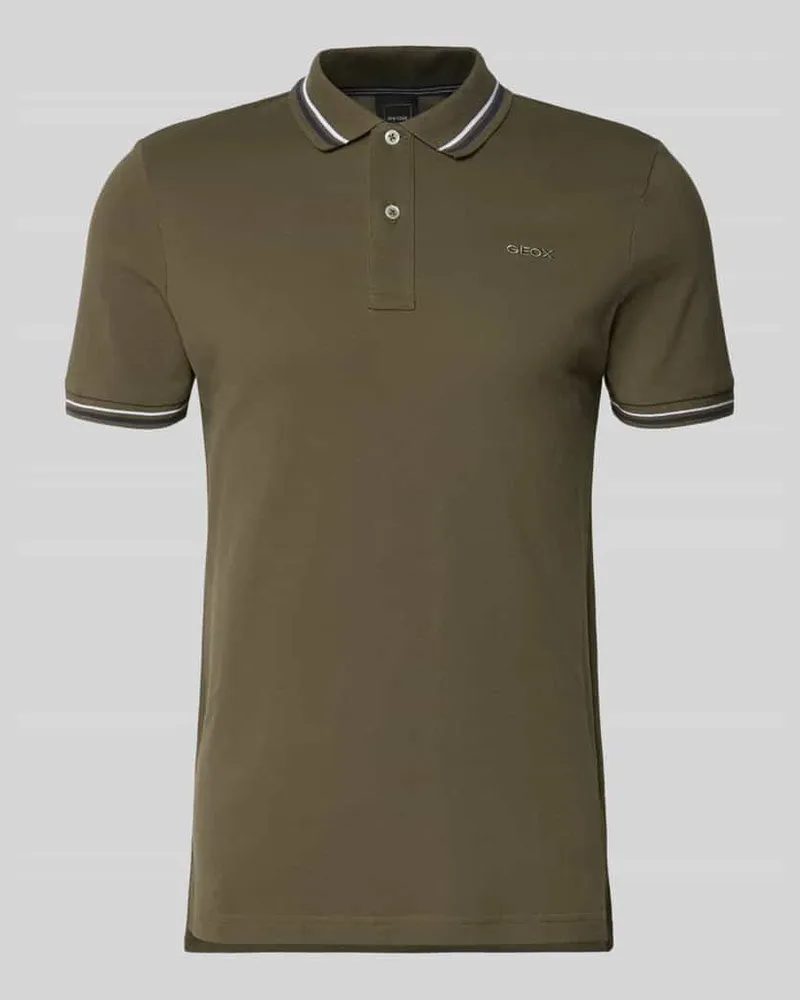 Geox Slim Fit Poloshirt mit Kontraststreifen Oliv