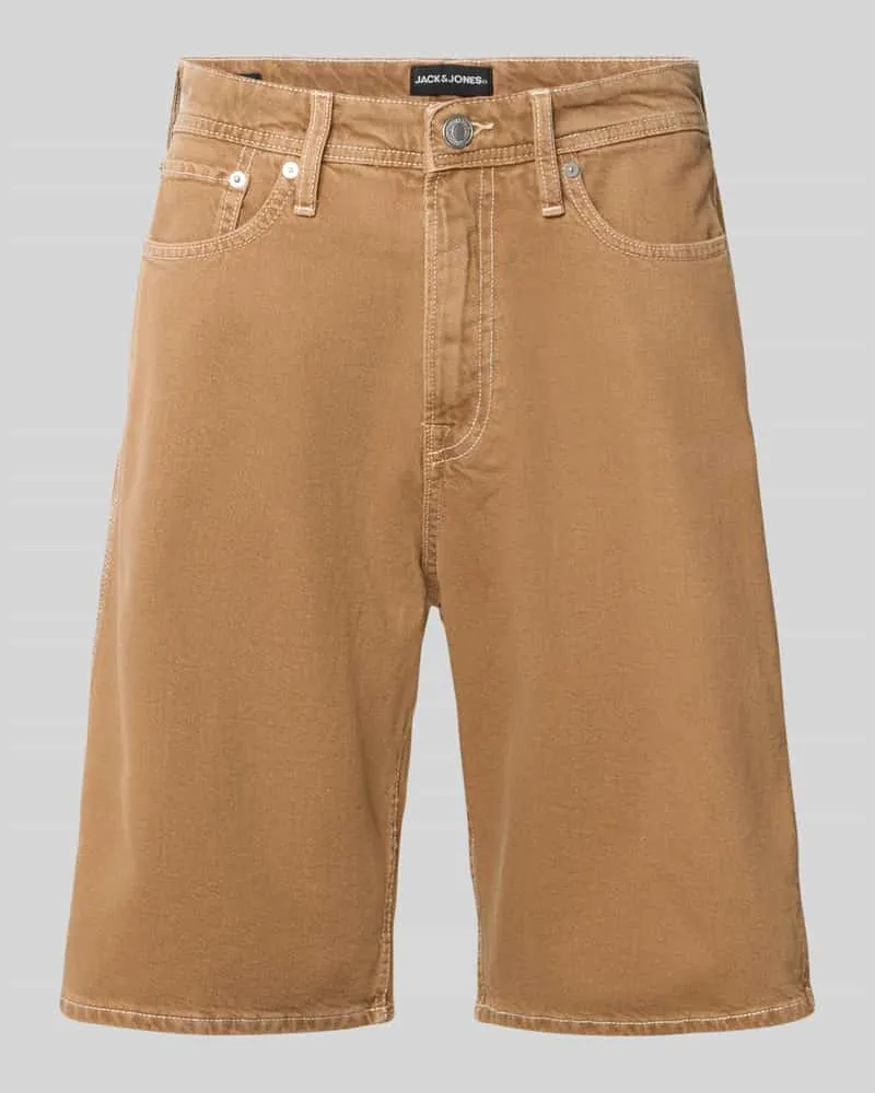 Jack & Jones Baggy Fit Jeansshorts mit Eingrifftaschen Modell 'ALEX Camel