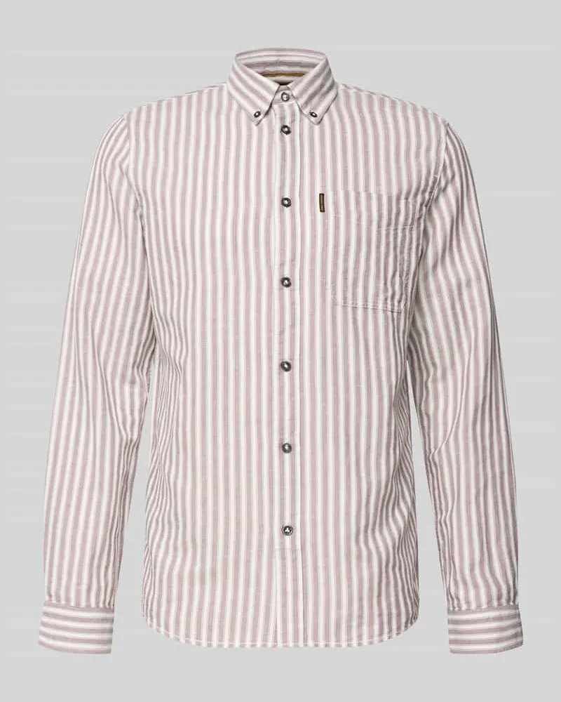 PME Legend Regular Fit Freizeithemd mit Leinen-Anteil Flieder