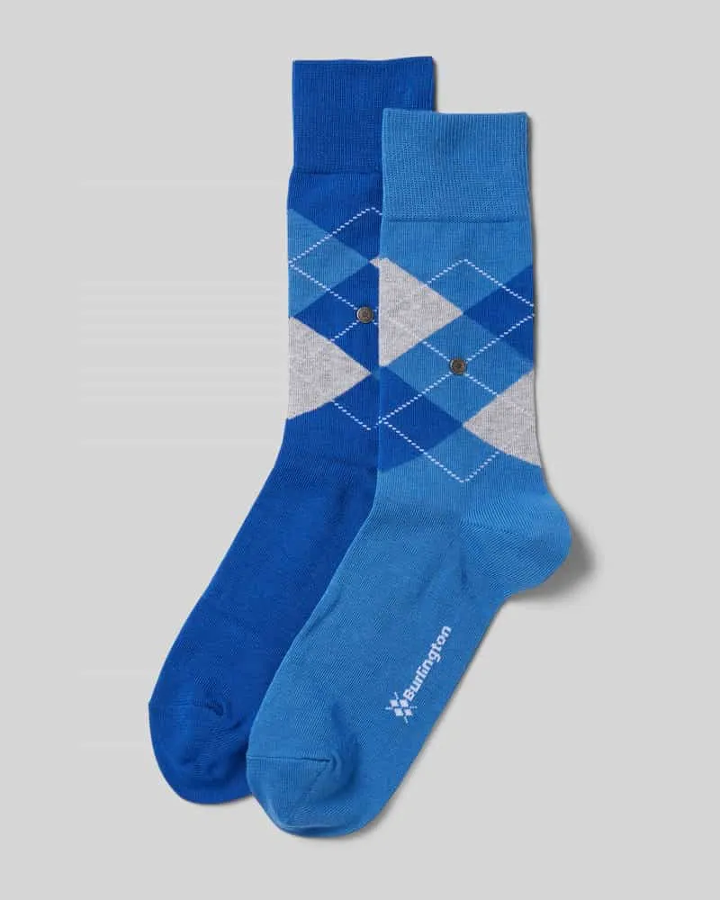 Burlington Socken mit Label-Applikation Modell 'Everyday Argyle' im 2er-Pack 