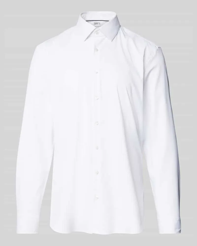 JAKE*S Super Slim Fit Business-Hemd mit Kentkragen Weiss