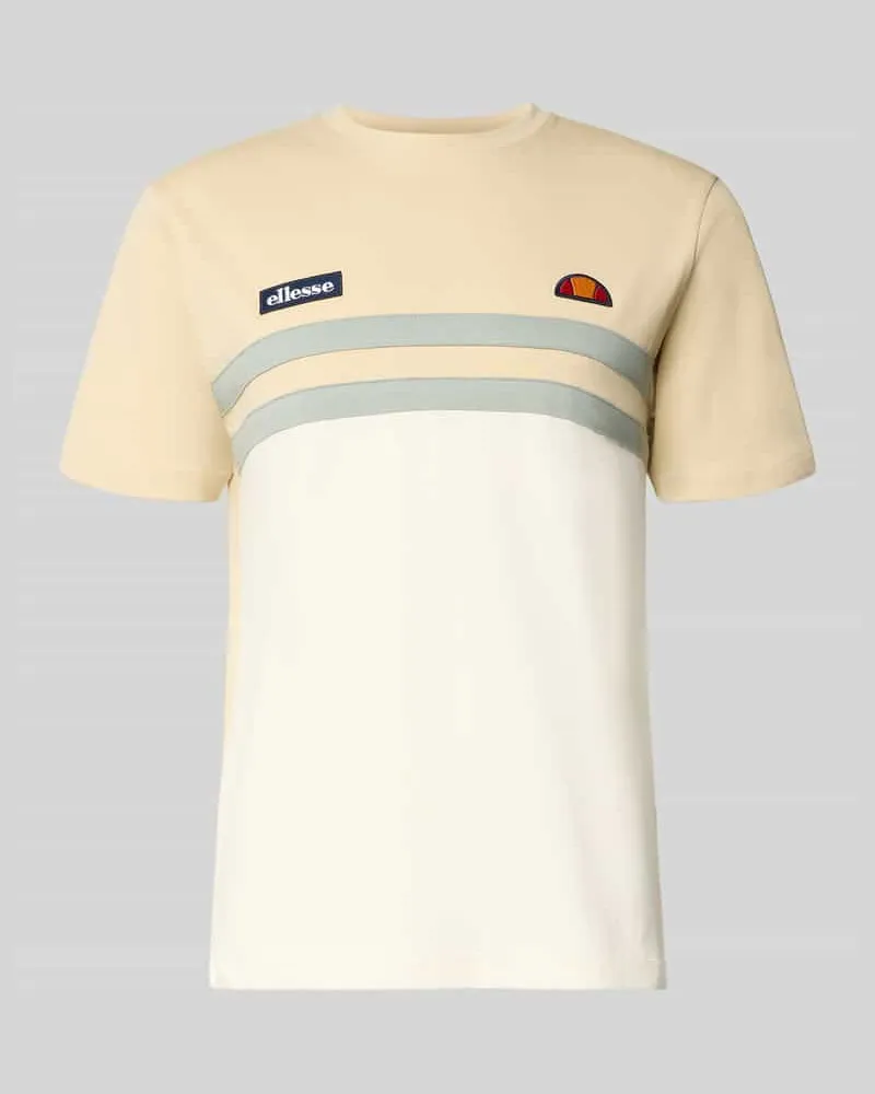 Ellesse T-Shirt mit Label-Stitchings und Rundhalsausschnitt Offwhite