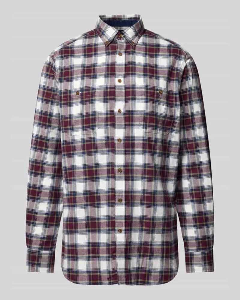 Christian Berg Light-Flanellhemd mit Button-Down-Kragen Bordeaux