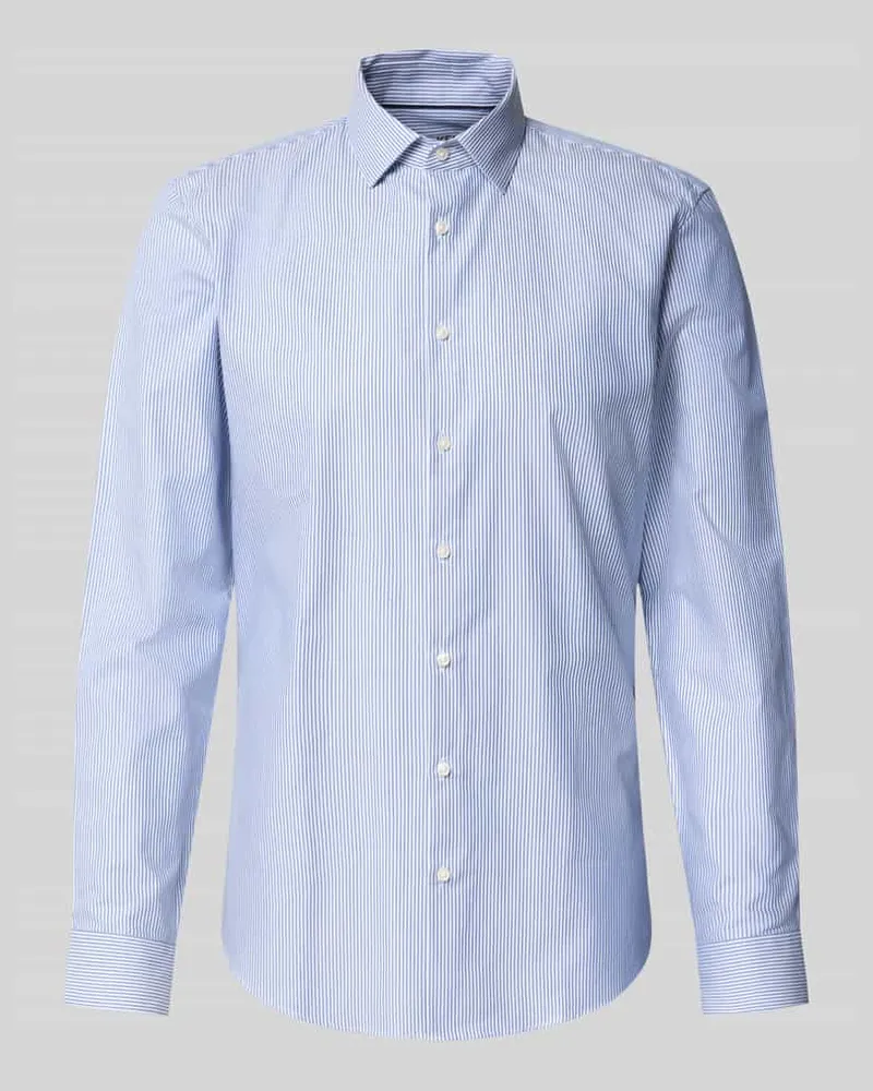 JAKE*S Slim Fit Business-Hemd mit Knopfleiste Royal