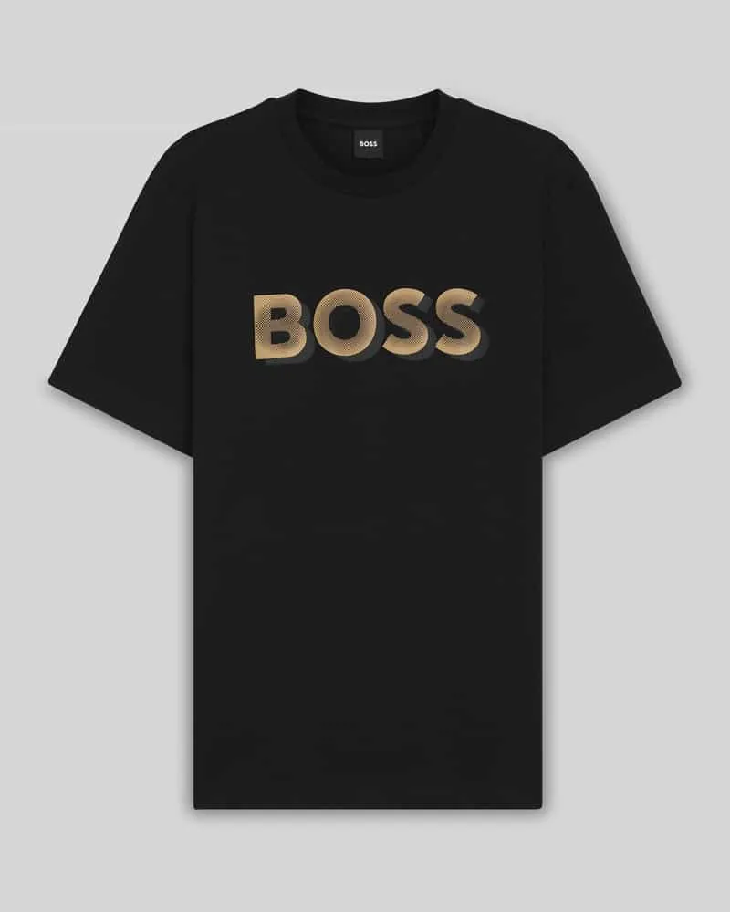 HUGO BOSS Regular Fit T-Shirt aus merzerisierter Baumwolle Modell 'THOMPSON 656 Black