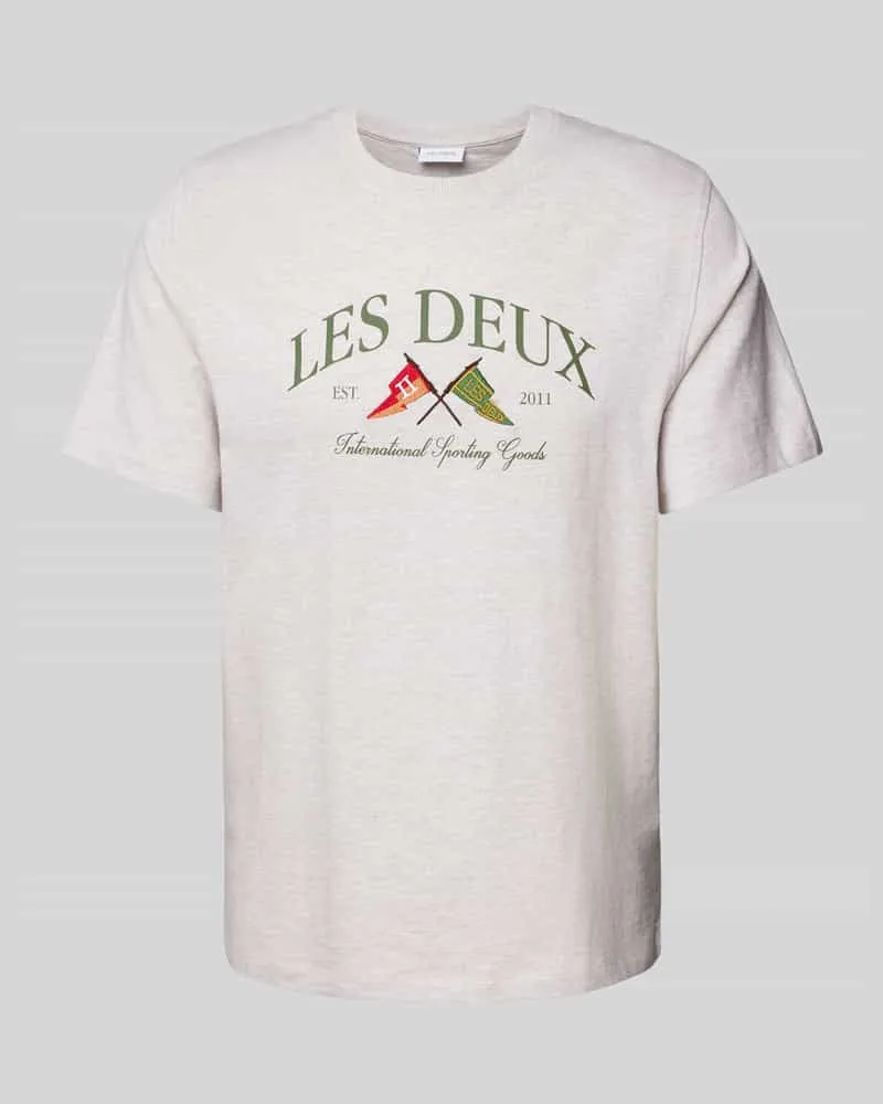 LES DEUX T-Shirt mit Label-Stitching Modell 'Ivy Hellgrau