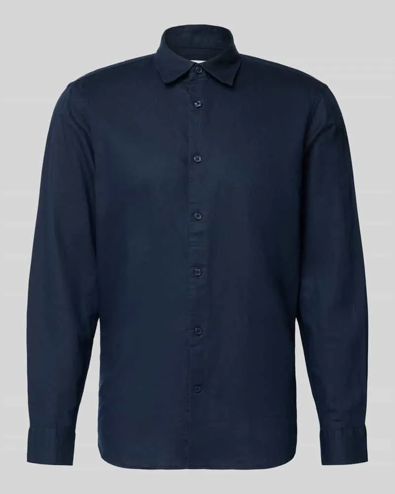 Selected Homme Regular Fit Freizeithemd aus Leinen-Baumwoll-Mix Modell 'CLAY LINENBLEND Marine