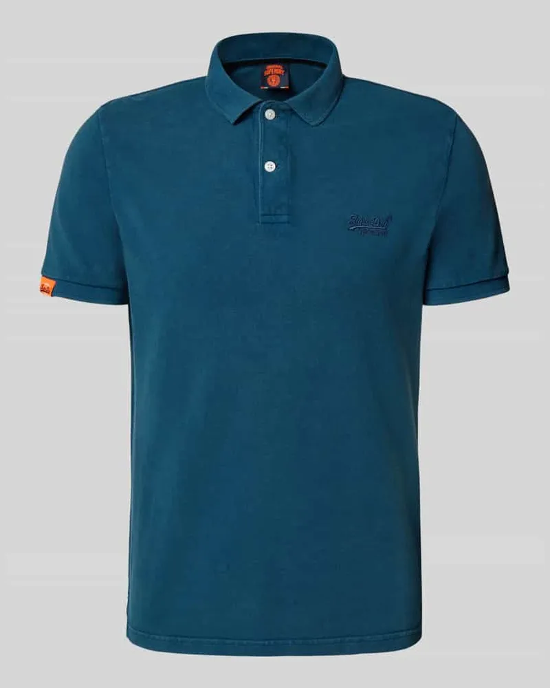 Superdry. Regular Fit Poloshirt mit Label-Stitching Blau