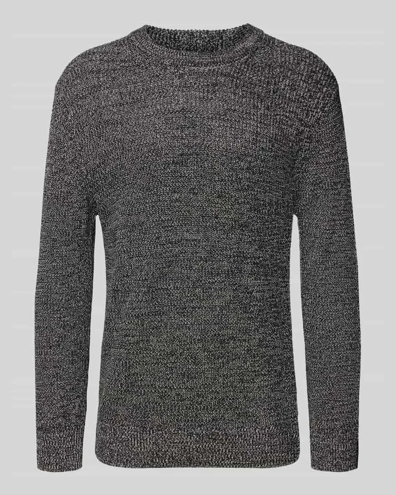 Tom Tailor Relaxed Fit Strickpullover aus Baumwoll-Mix Anthrazit