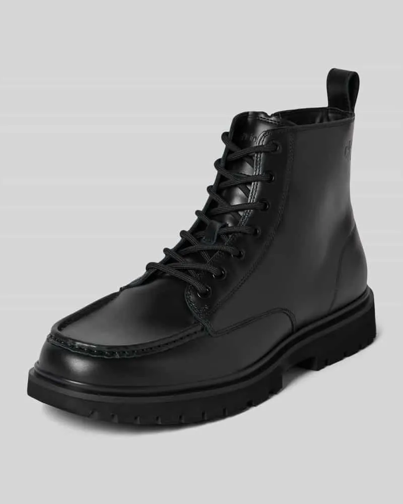 Calvin Klein Boots aus Leder mit Schnürung und Reißverschluss Black