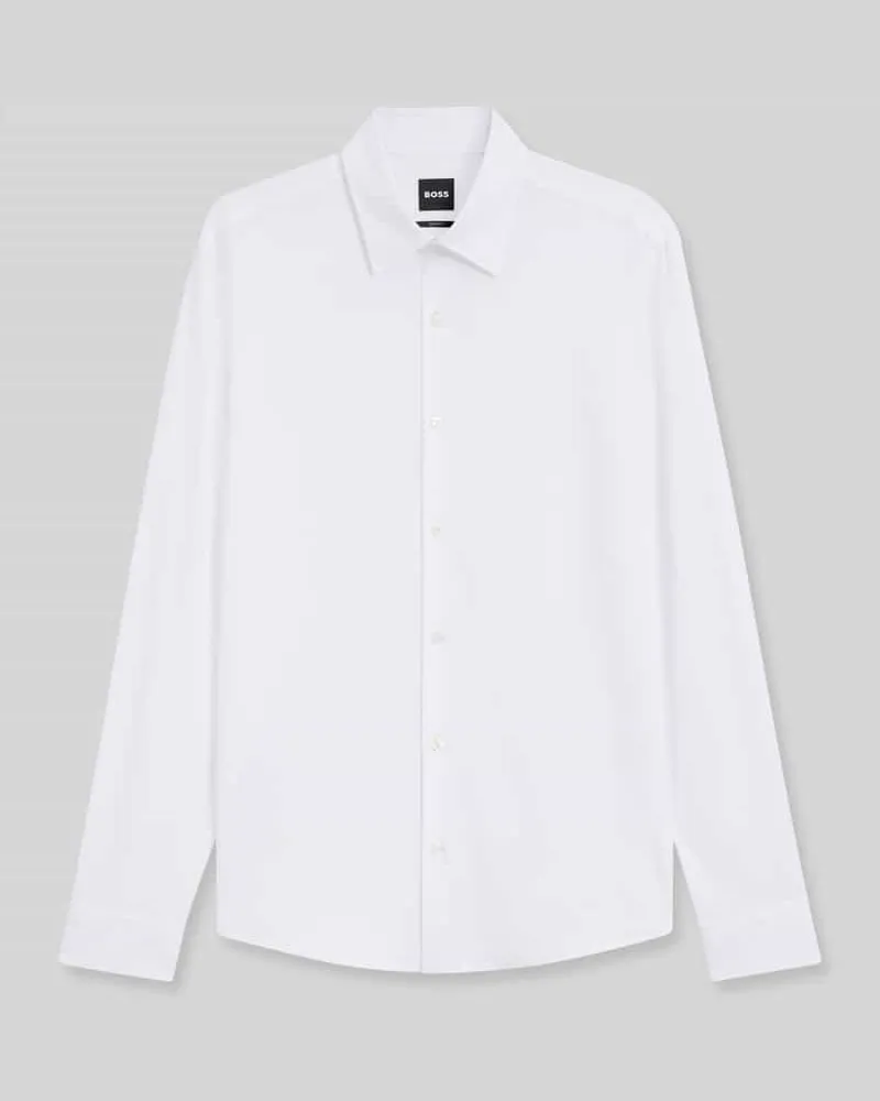 HUGO BOSS Slim Fit Businesshemd mit Kentkragen Modell 'ROAN Weiss