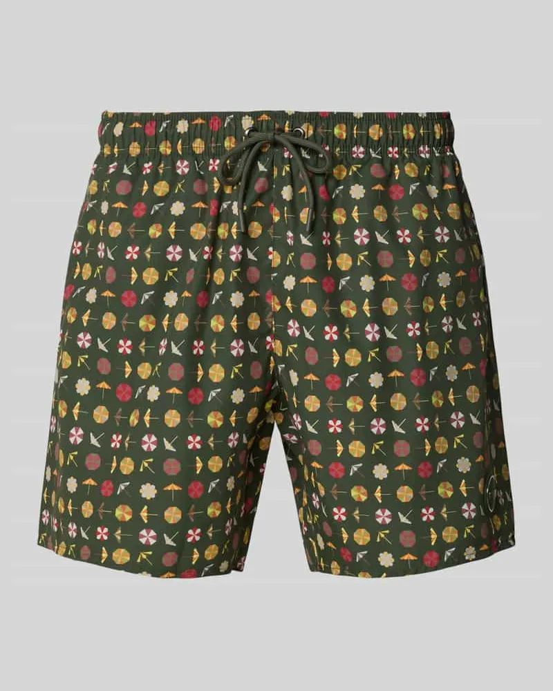 Colmar Regular Fit Swimshorts mit Allover-Motiv-Print Gruen