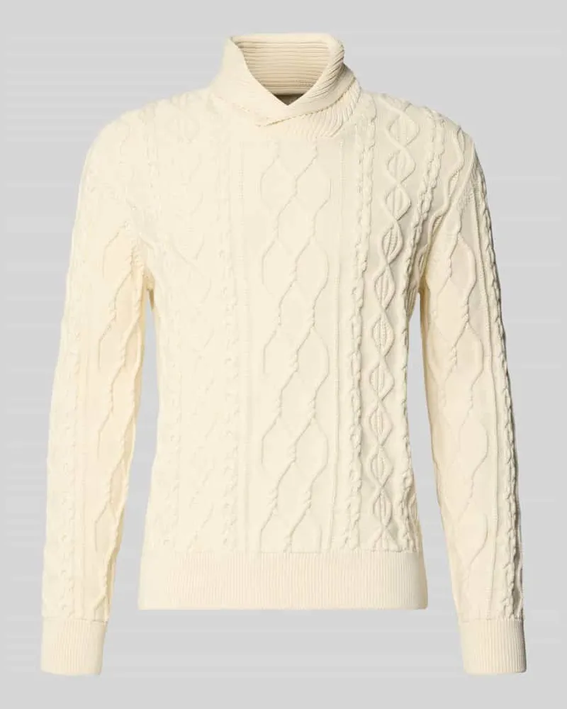 Gant Strickpullover mit gerippten Abschlüssen Offwhite