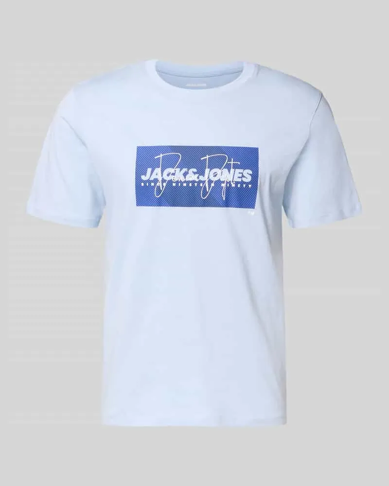 Jack & Jones Regular Fit T-Shirt aus reiner Baumwolle Modell 'COLE Hellblau