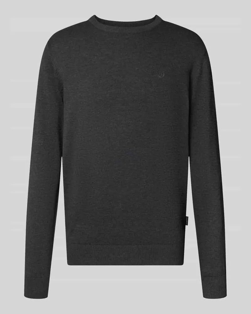 Bugatti Relaxed Fit Strickpullover aus reiner Baumwolle Anthrazit