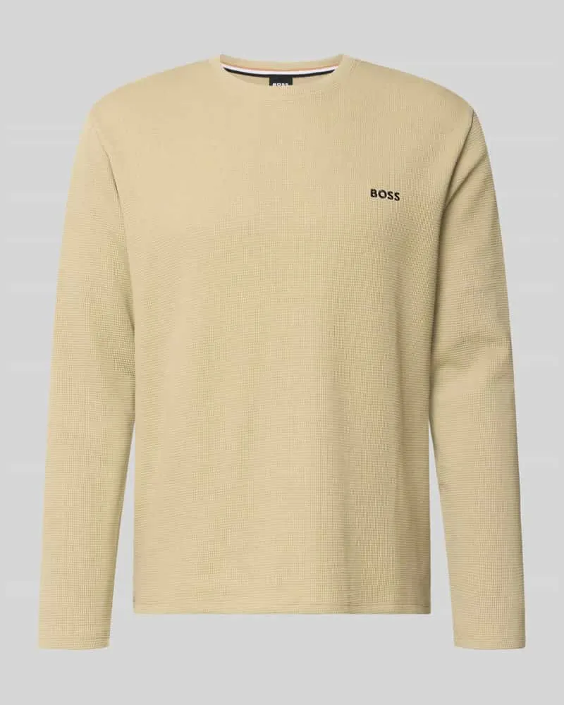 HUGO BOSS Regular Fit Langarmshirt aus Baumwoll-Mix Modell 'WAFFLE LS-SHIRT Schilf