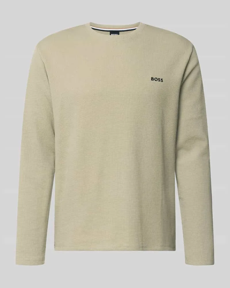 HUGO BOSS Regular Fit Langarmshirt aus Baumwoll-Mix Modell 'WAFFLE LS-SHIRT Schilf