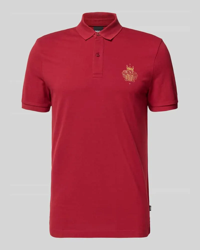 HUGO BOSS Regular Fit Poloshirt aus reiner Baumwolle Modell 'QIANG Rot