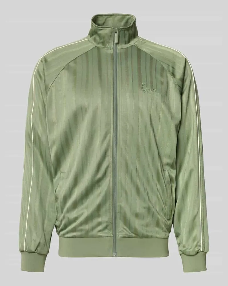 Karl Kani Regular Fit Sweatjacke mit Stehkragen Oliv