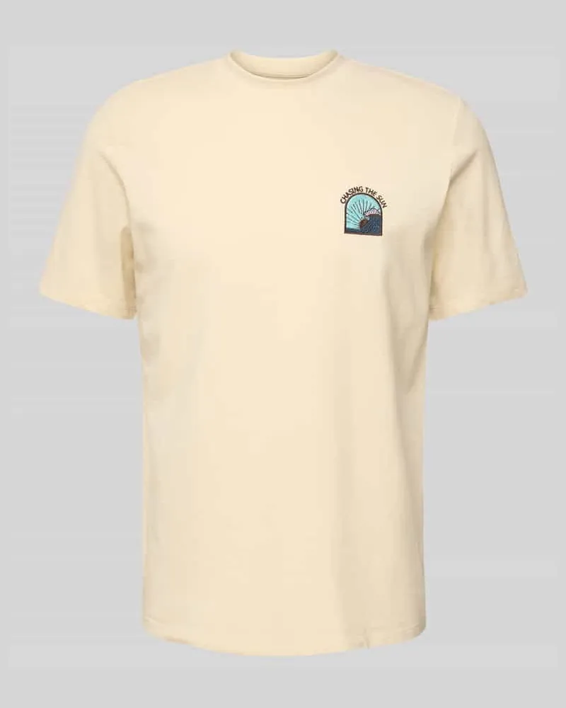 Blend T-Shirt mit Motiv- und Statement-Stitching Modell 'JOBBE Sand