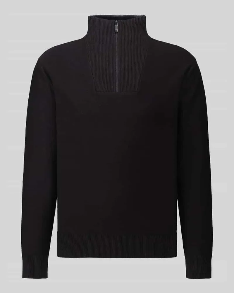 Tom Tailor Troyer aus reiner Baumwolle mit Reißverschluss-Detail Black