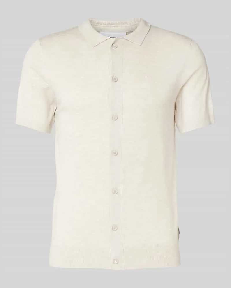 Lindbergh Slim Fit Freizeithemd mit Logo-Stitching Modell 'Ecovero Offwhite