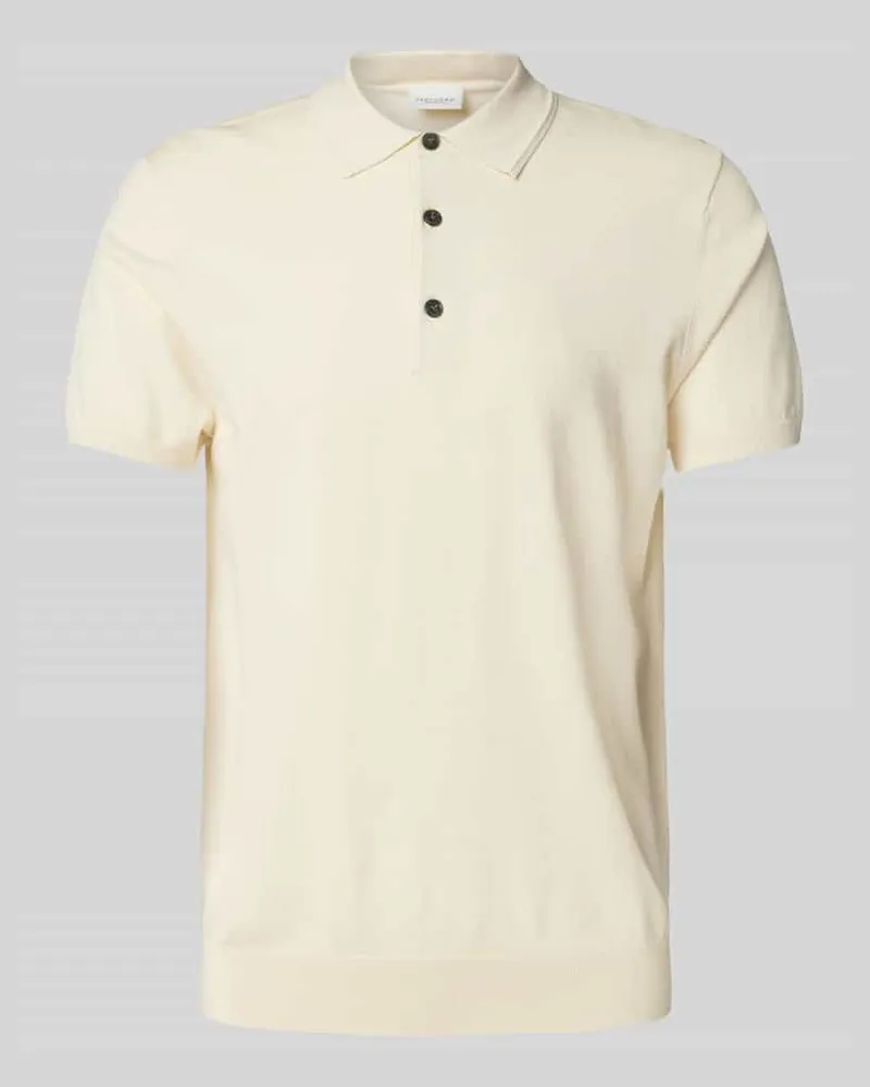 Profuomo Regular Fit Poloshirt mit Seiden-Anteil Offwhite