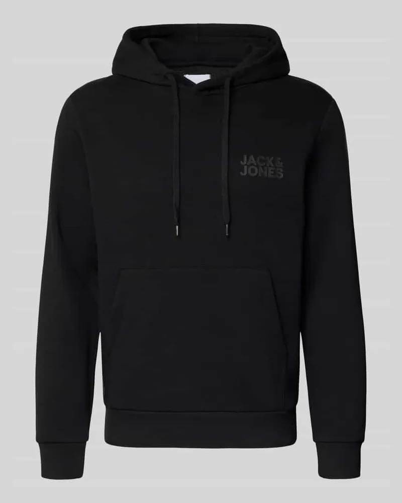 Jack & Jones Hoodie mit Label-Print und Känguru-Tasche Black