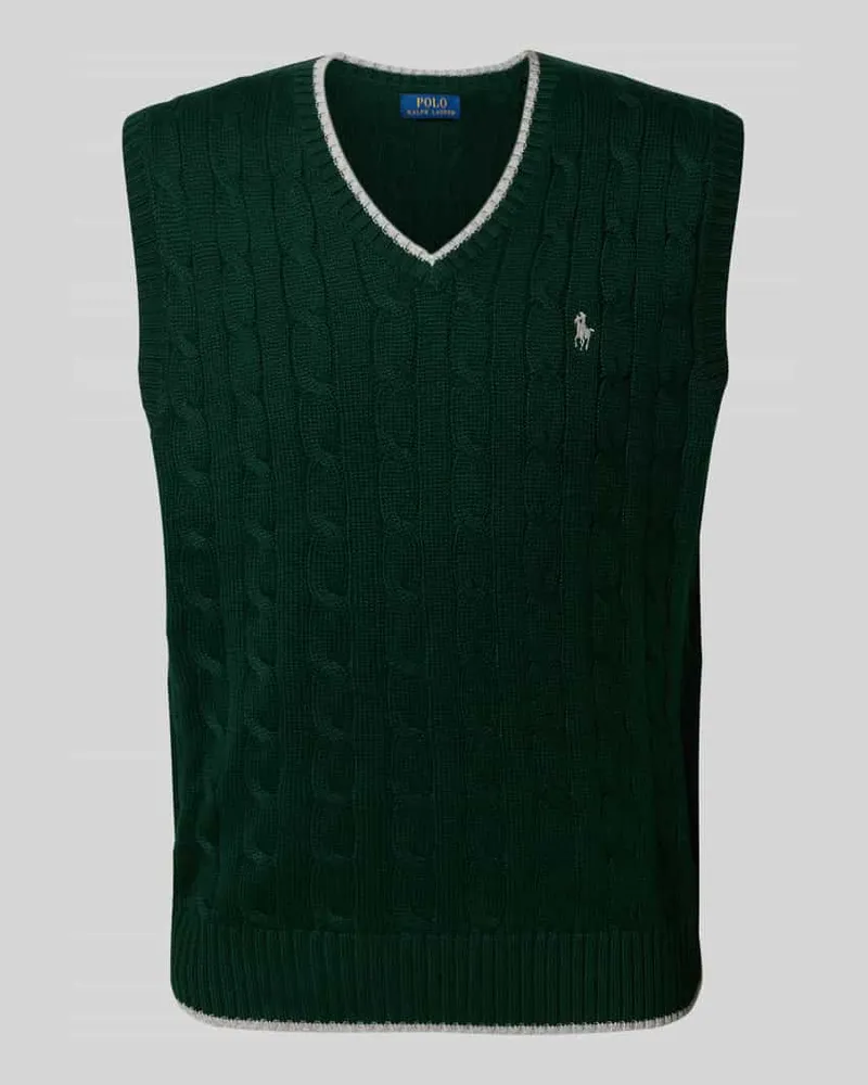 Ralph Lauren Pullunder mit Zopfmuster und V-Ausschnitt 