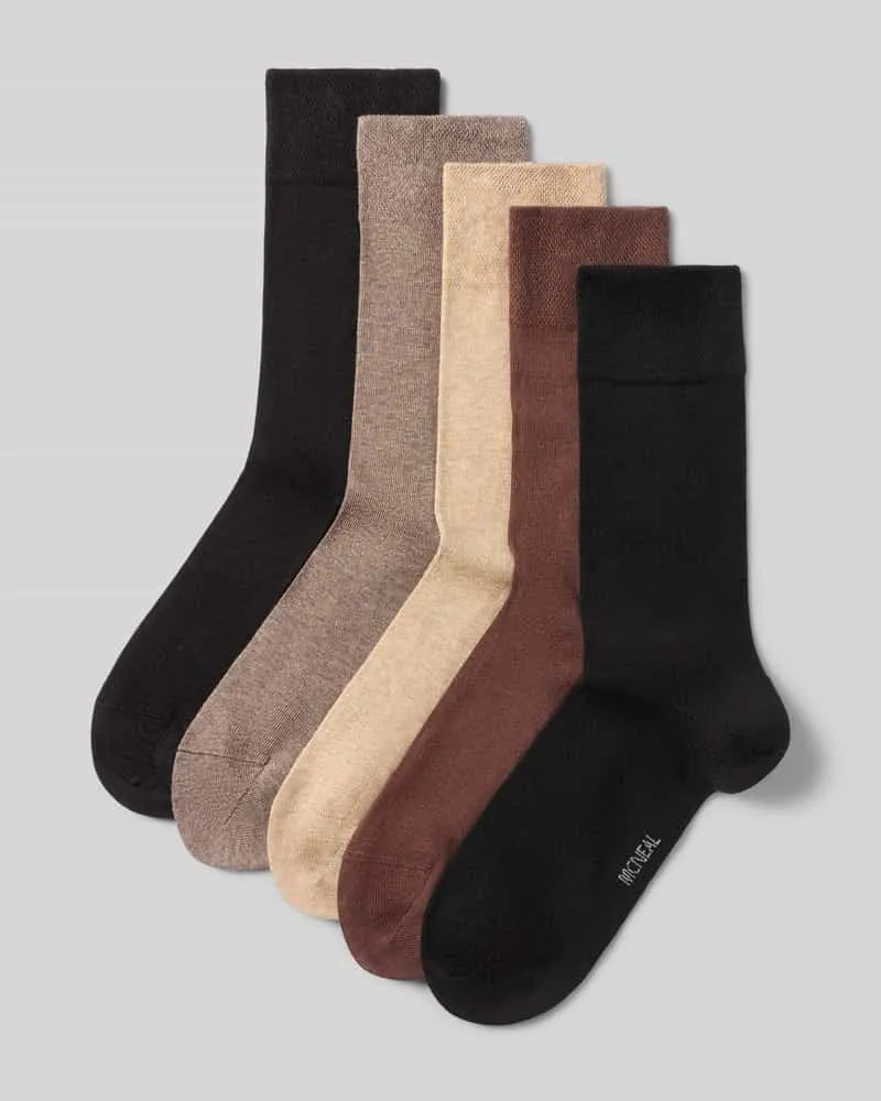 McNeal Socken im 5er-Pack mit gerippten Bündchen Schoko