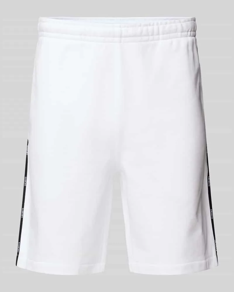 Lacoste Regular Fit Sweatshorts mit Galonstreifen Weiss