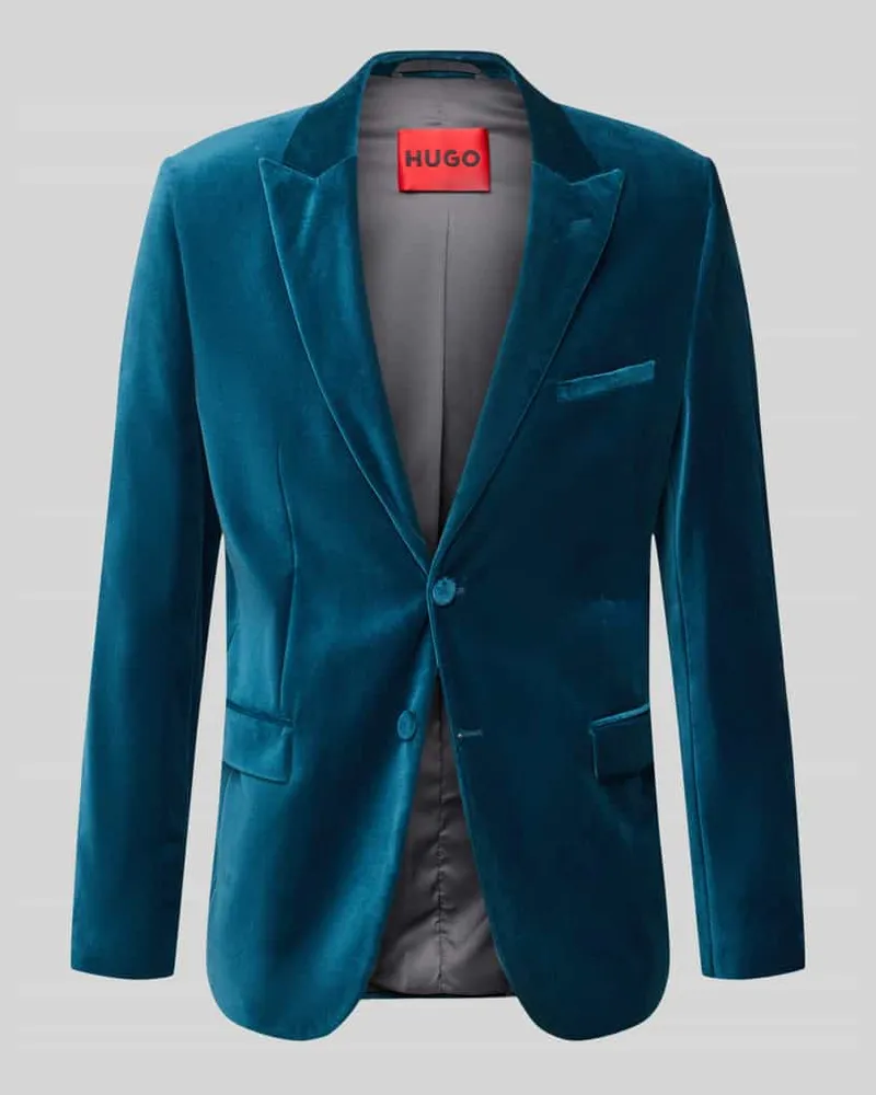 HUGO BOSS Slim Fit Smoking mit Samtstruktur Petrol